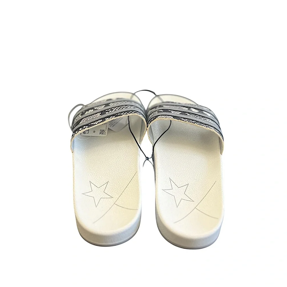 ADIDAS ORIGINALS - WHITE SILVER GREY ADILETTE SNAKESKIN SLIDE SANDALS